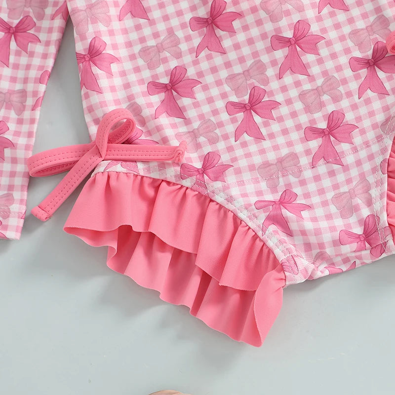 Maillot de bain rashguard à carreaux avec nœud