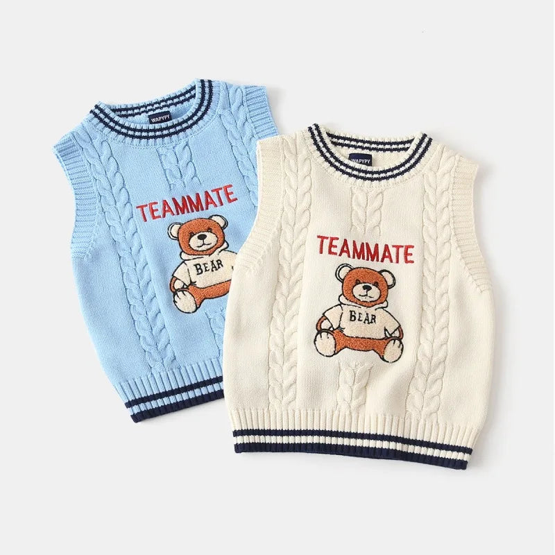 Gilet en tricot brodé dessin animé WAPYPY™ Pulls sans manches