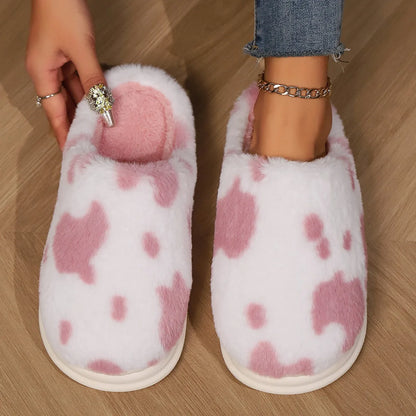 Pallene Cow milk Fuzzy Slippers