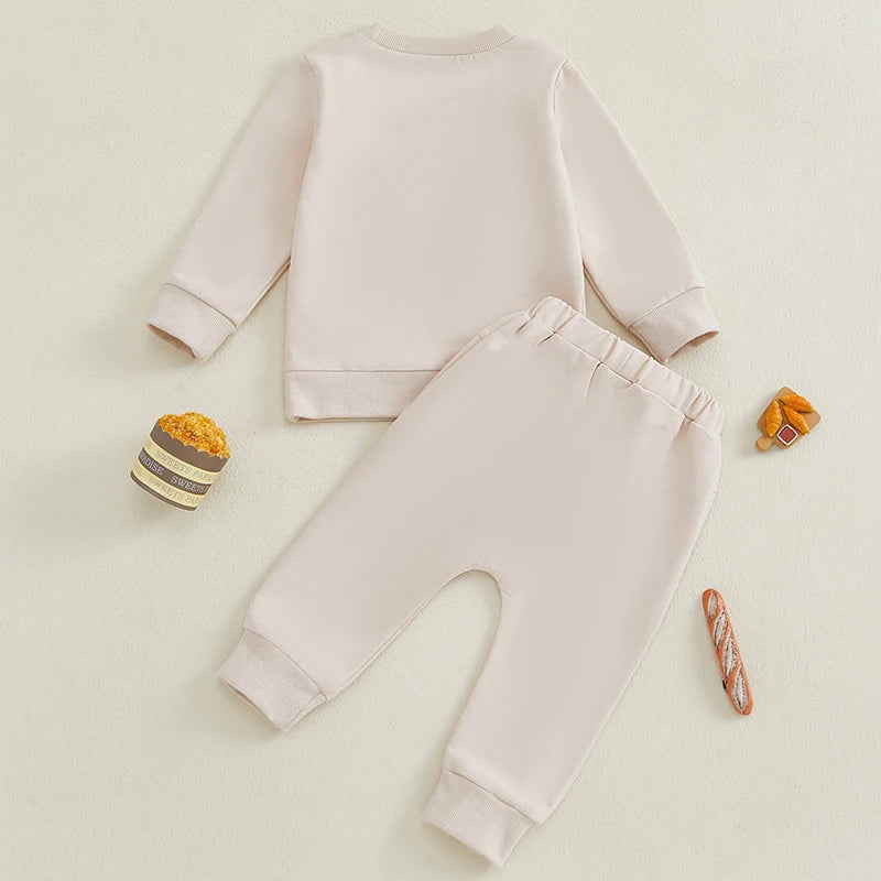 2 Piece Set Popcorn Embroidery Sweatshirts with Long Pants
