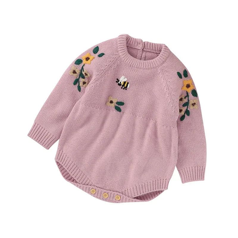 Autumn Knitted Embroidered Bodysuit