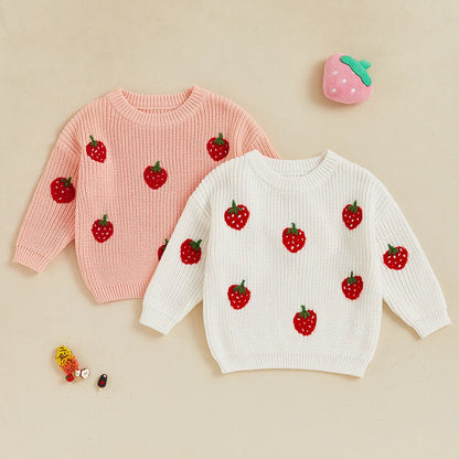 Strawberry Embroidered Long Sleeve Sweater