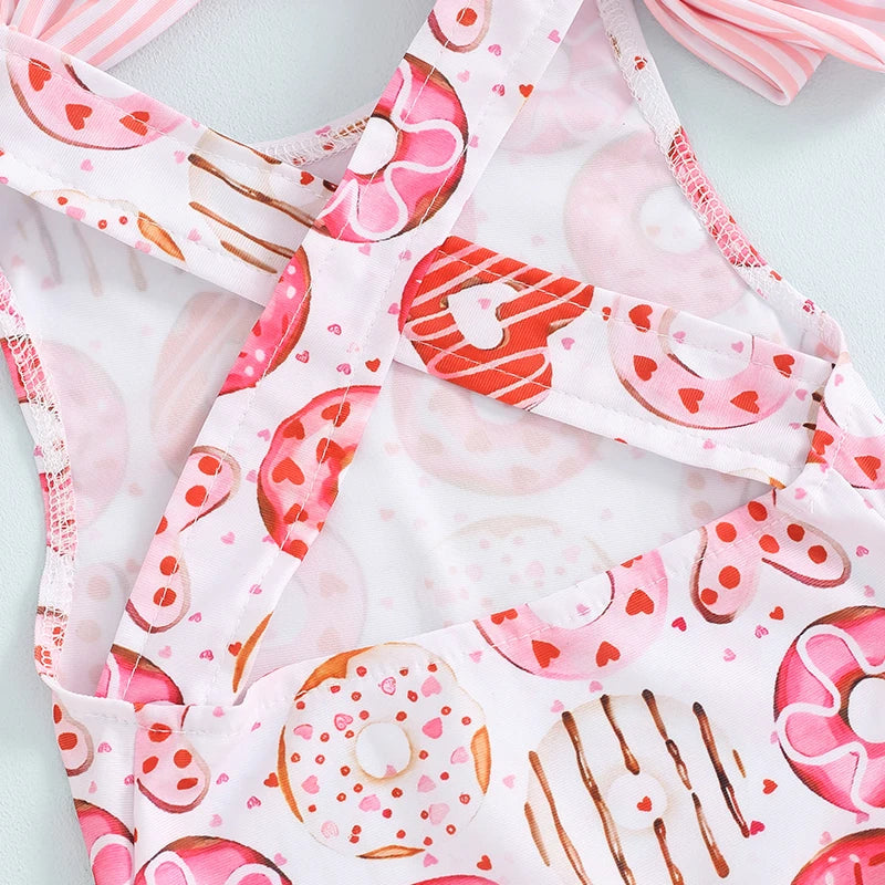 Sleeveless Floral Ruffle Swimwear