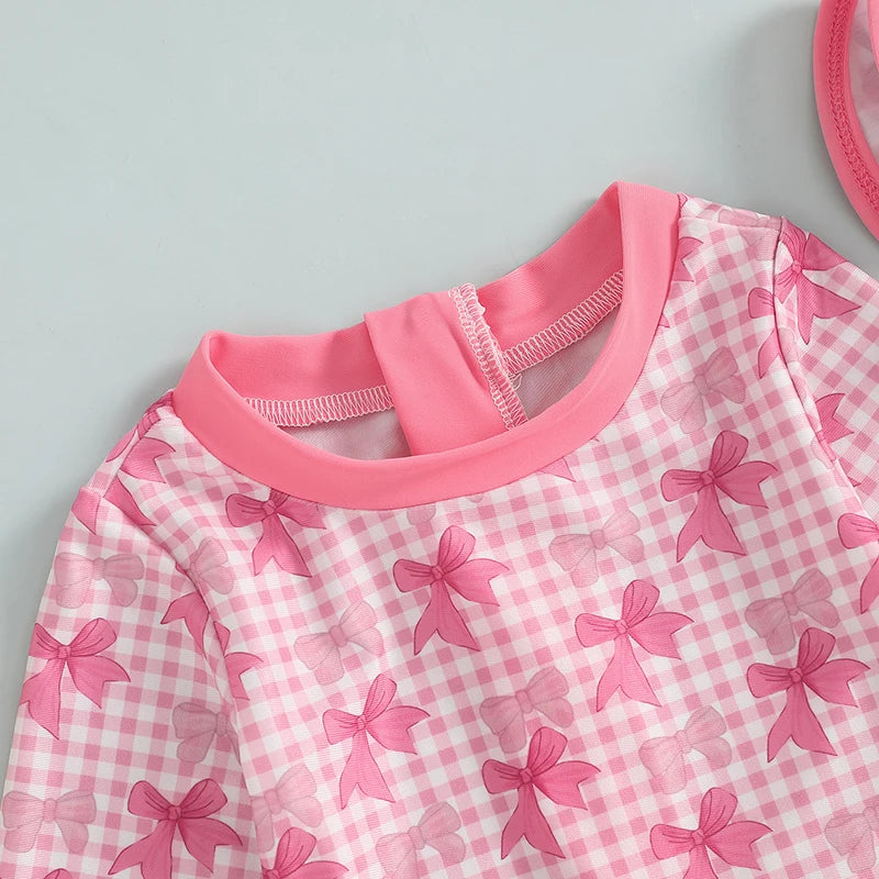 Maillot de bain rashguard à carreaux avec nœud