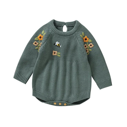 Autumn Knitted Embroidered Bodysuit