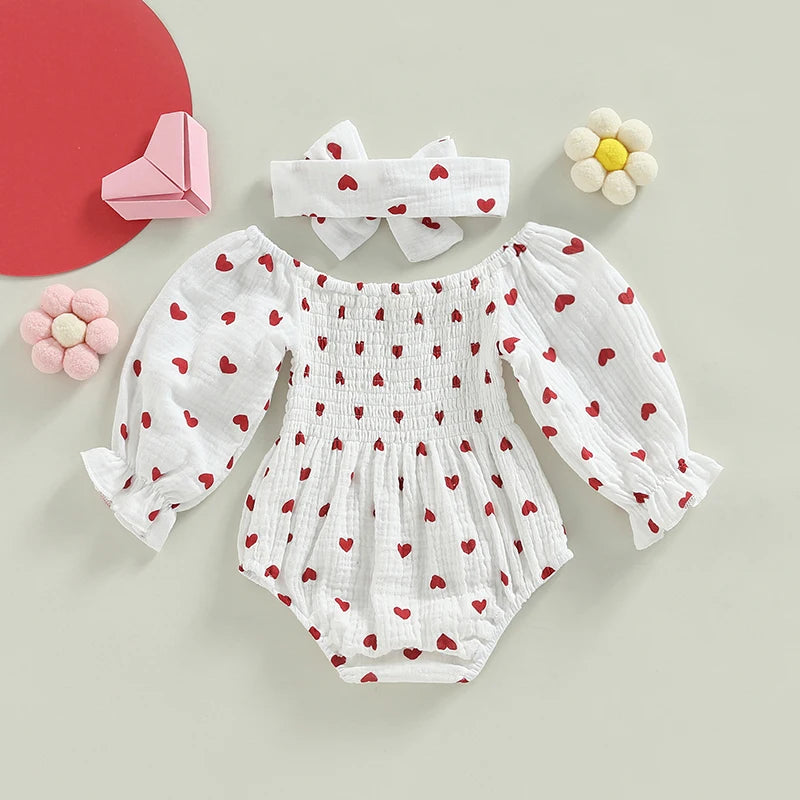 Valentine's Heart Baby Rompers