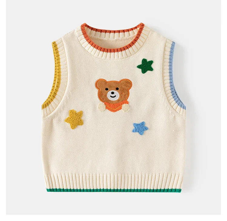 Pull sans manches motif ours de dessin animé 