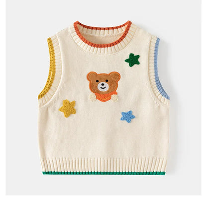 Pull sans manches motif ours de dessin animé 