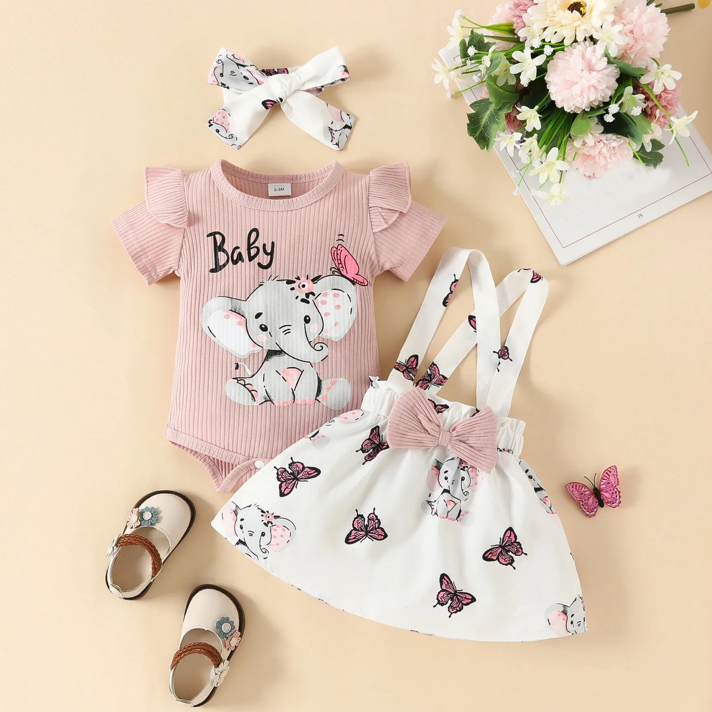 Cartoon Elephant Bodysuit with Romper