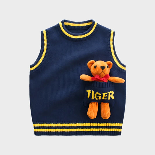 Autumn Baby Vest Sweater with Bear