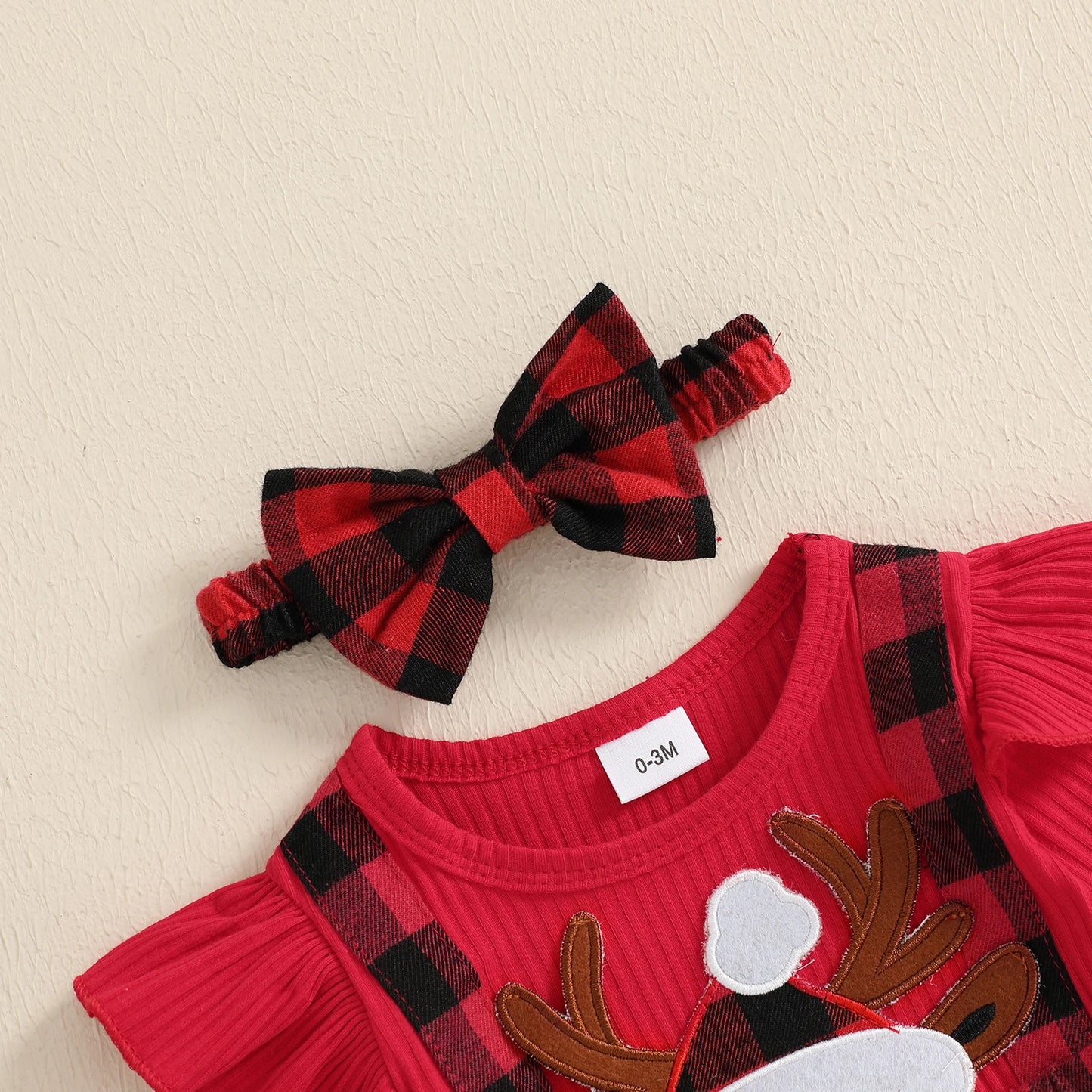 Tenues de Noël en barboteuse à manches longues et col ras du cou avec dessin animé