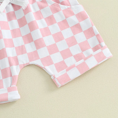 2 Piece Set Checkered Summer Patchwork Suit