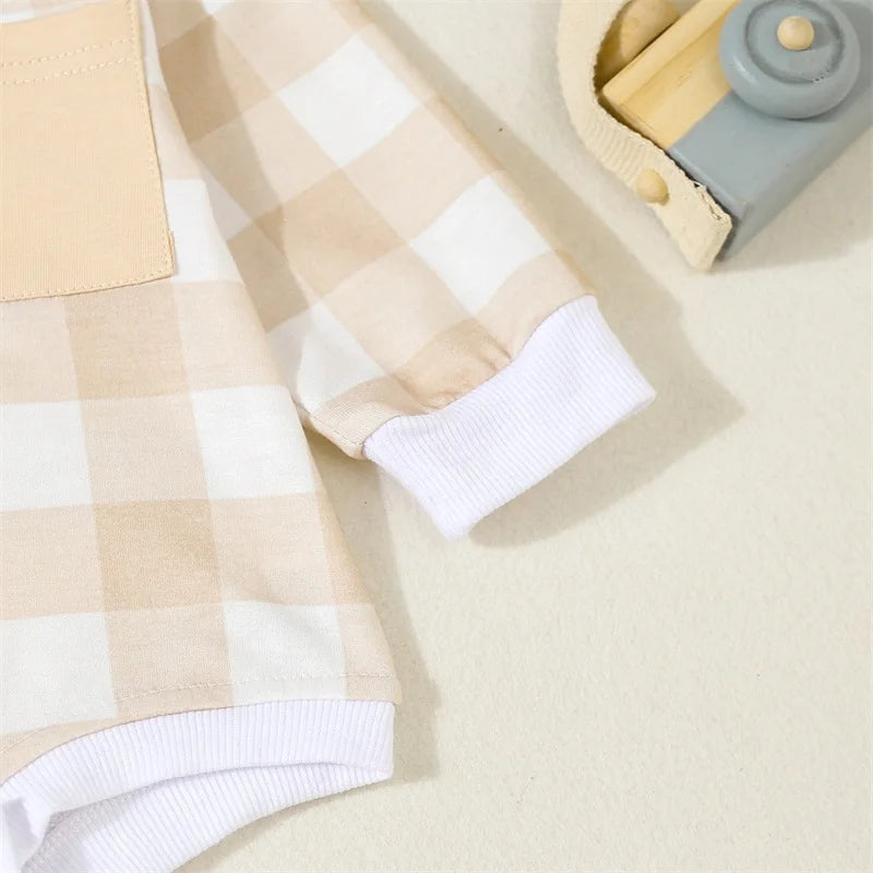 Body à manches longues avec poches et carreaux écossais