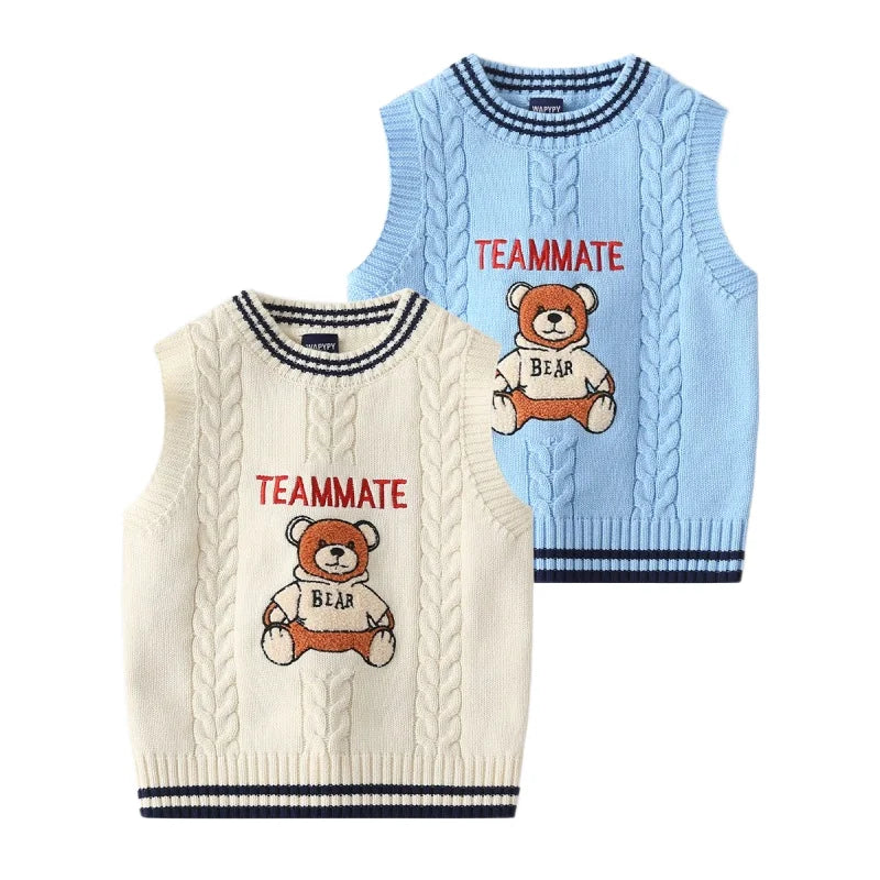 Gilet en tricot brodé dessin animé WAPYPY™ Pulls sans manches