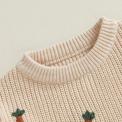Carrot Embroidered Sweater