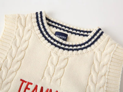 Gilet en tricot brodé dessin animé WAPYPY™ Pulls sans manches