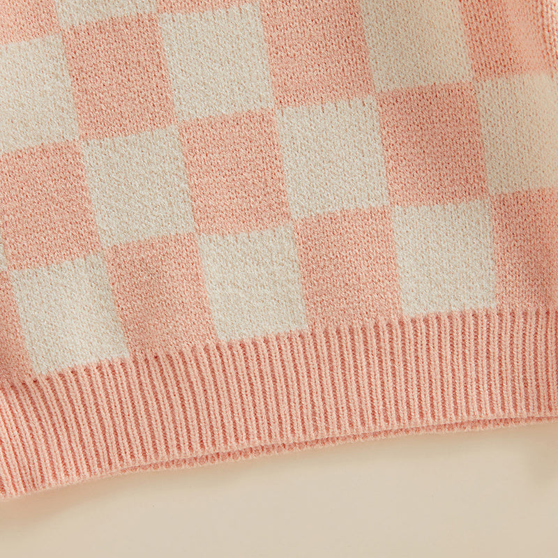 Checked-Box Long Sleeve O Neck