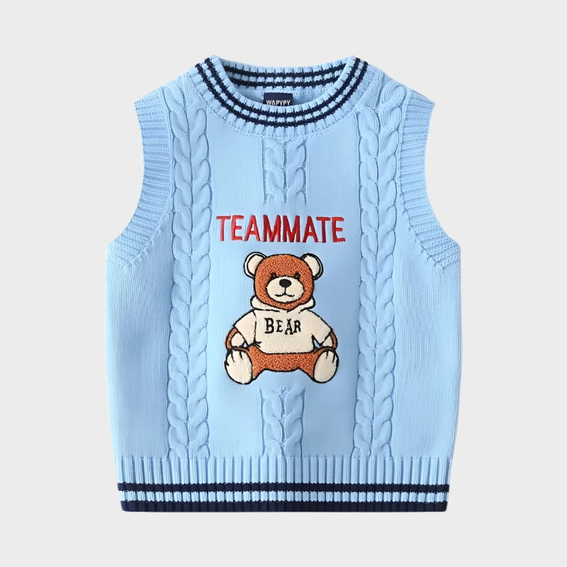 Gilet en tricot brodé dessin animé WAPYPY™ Pulls sans manches