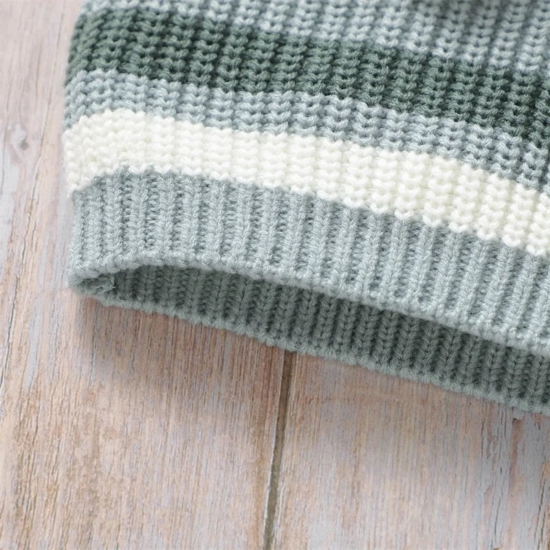 Baby Embroidery Knitted Stripe Sweater