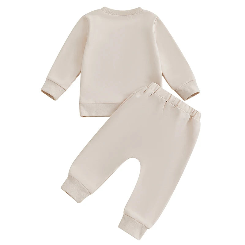 2 Piece Set Popcorn Embroidery Sweatshirts with Long Pants