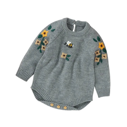 Autumn Knitted Embroidered Bodysuit