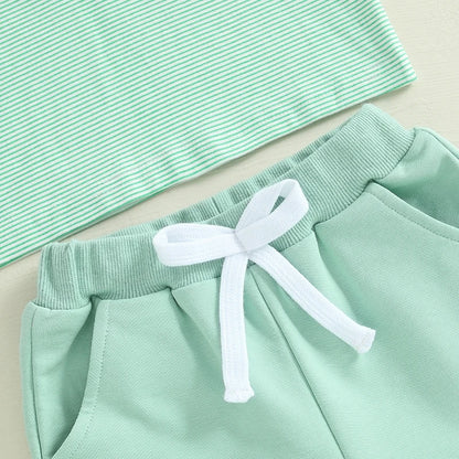 Summer Outfits Golf Embroidered Stripe Outfit