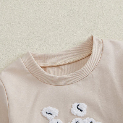 2 Piece Set Popcorn Embroidery Sweatshirts with Long Pants