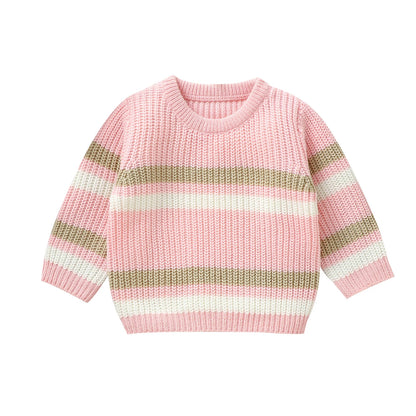 Baby Embroidery Knitted Stripe Sweater