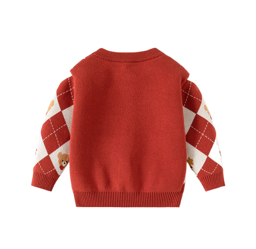 Diamond Pattern Cartoon O-neck