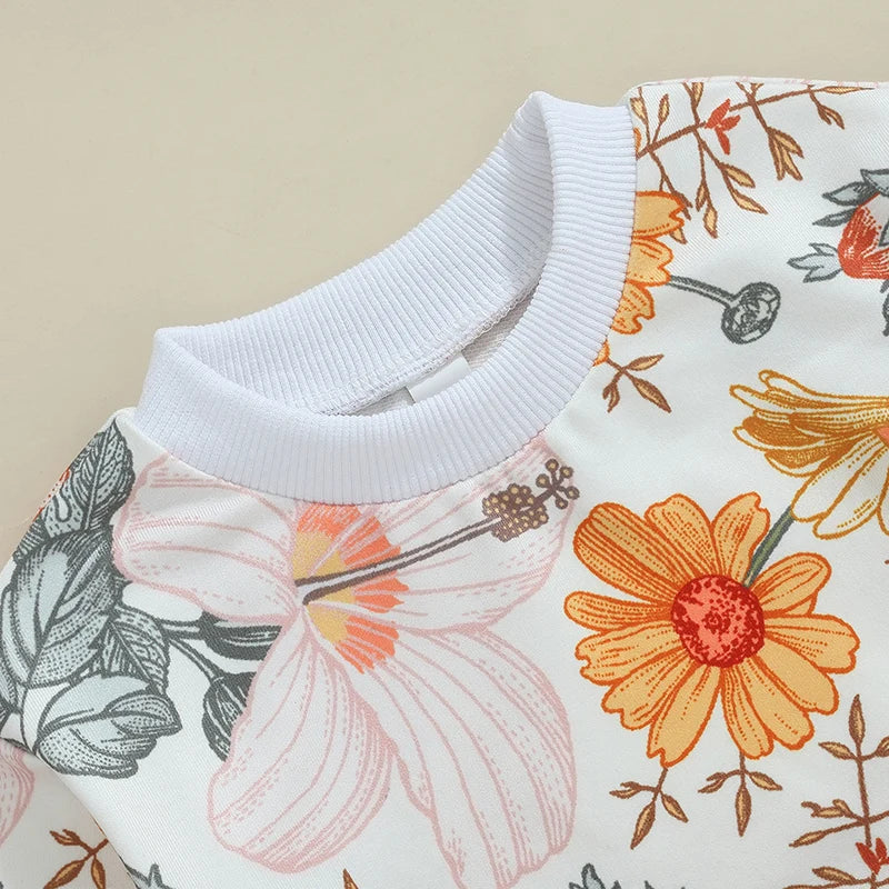 2 Pieces Floral  Long Sleeve Suit