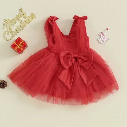 Strap Bow Christmas Tutu Sun Dress