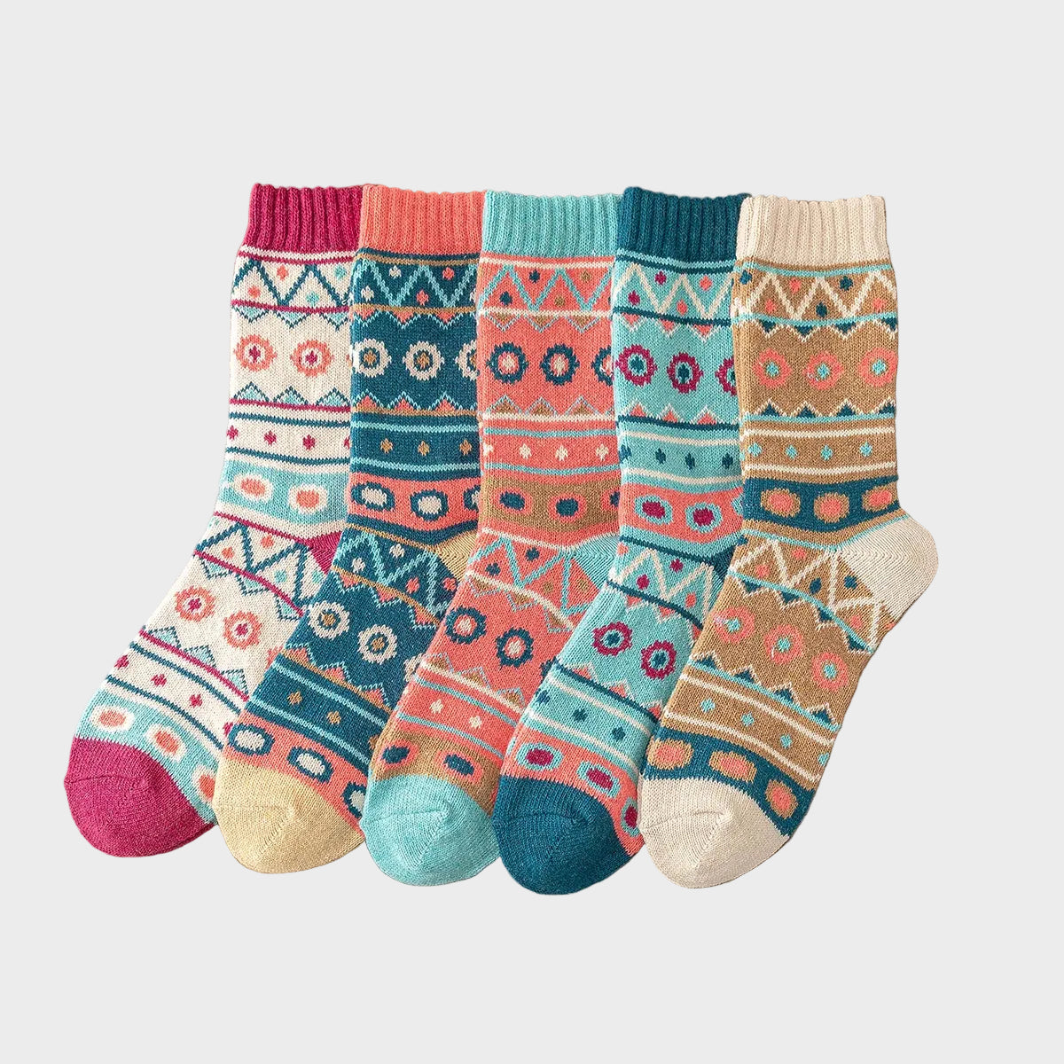 5 Pairs Unisex Thick Retro Warm Socks