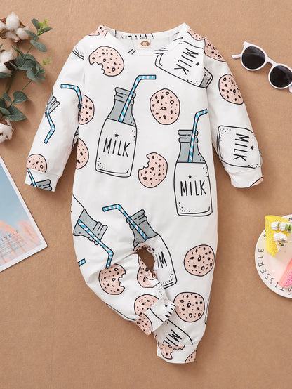 Long Sleeved Cute Milk Bottle Jumpsuit