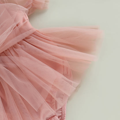 Romper Dress Short Puff with Bow Headband