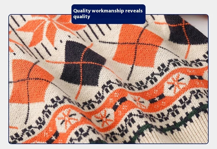 Pull tricoté à manches longues à carreaux et flocons de neige Workmanship™