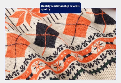 Pull tricoté à manches longues à carreaux et flocons de neige Workmanship™