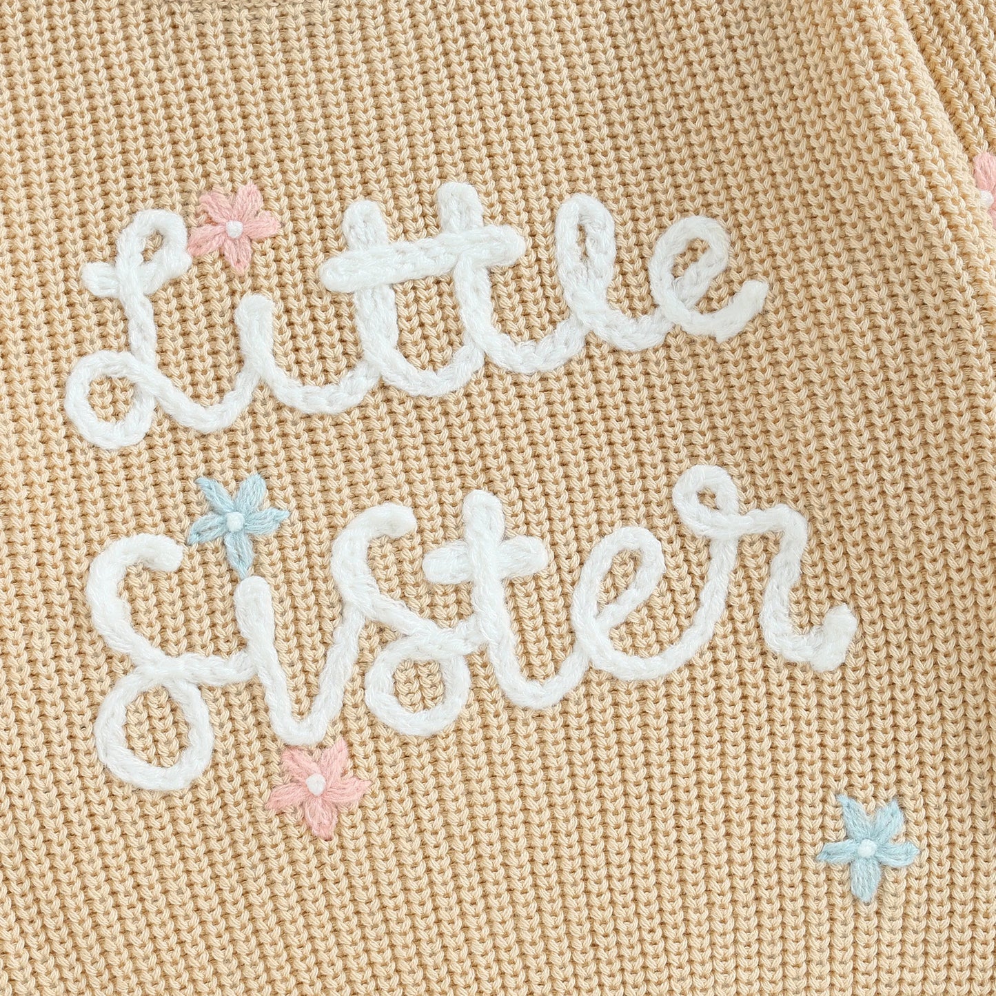 Floral Letter Embroidery Long Sleeve Sweater