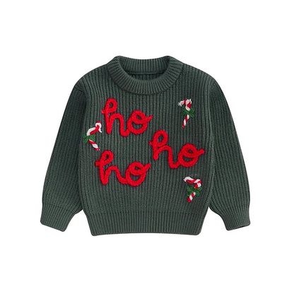 Embroidery Christmas Sweaters Long Sleeve O Neck