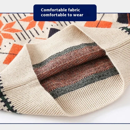 Pull tricoté à manches longues à carreaux et flocons de neige Workmanship™