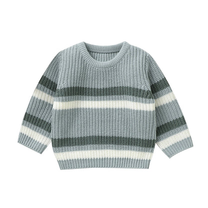 Baby Embroidery Knitted Stripe Sweater