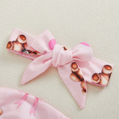 Body à manches longues avec bandeau et motif ours de dessin animé 