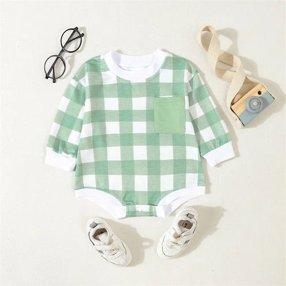 Body à manches longues avec poches et carreaux écossais