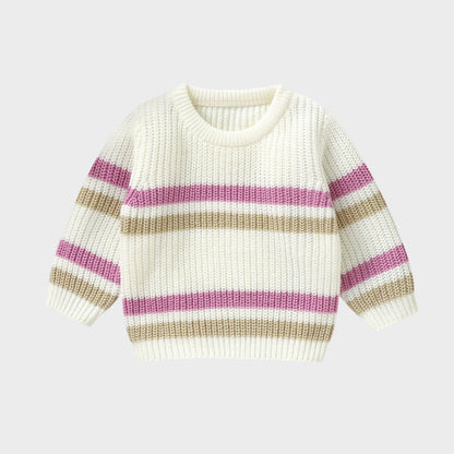 Baby Embroidery Knitted Stripe Sweater