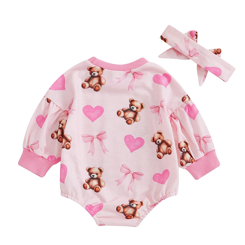 Body à manches longues avec bandeau et motif ours de dessin animé 