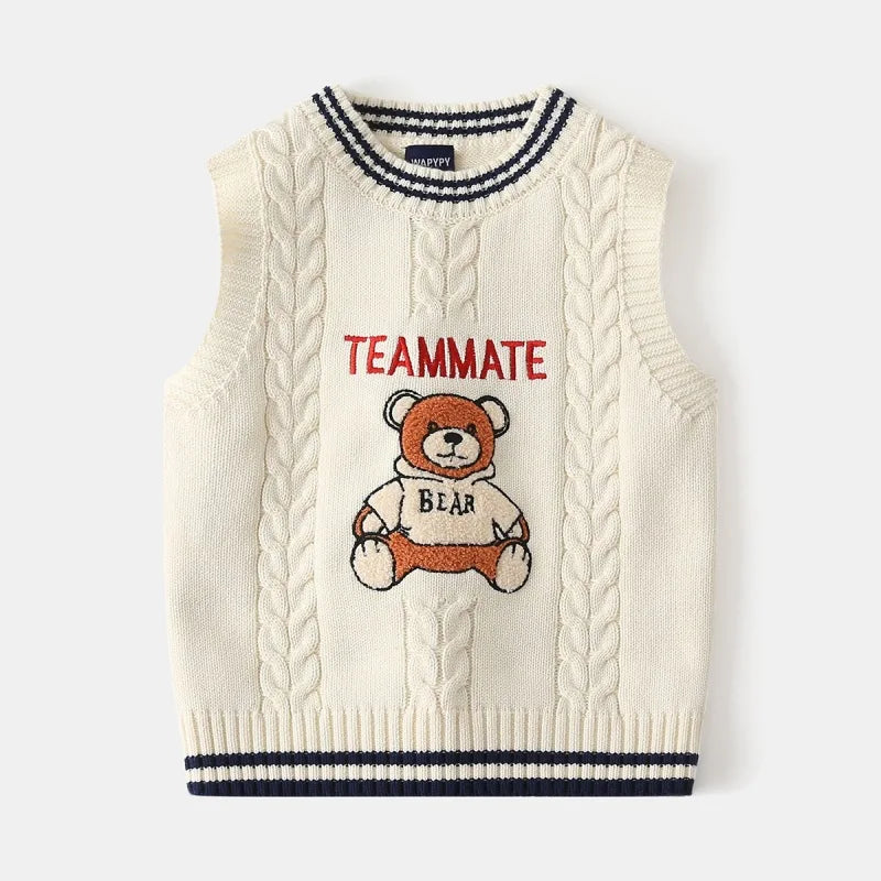 Gilet en tricot brodé dessin animé WAPYPY™ Pulls sans manches