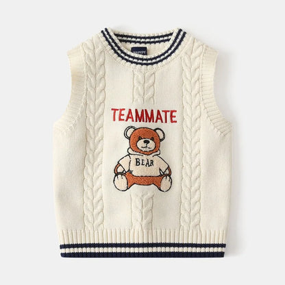 Gilet en tricot brodé dessin animé WAPYPY™ Pulls sans manches