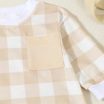 Body à manches longues avec poches et carreaux écossais