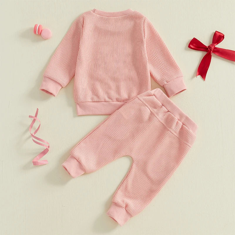 2 Piece Set Embroidery Bow Hoodie with Sweatpants