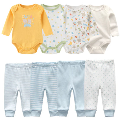 8 Pack Newborn Baby Bodysuit With Pants