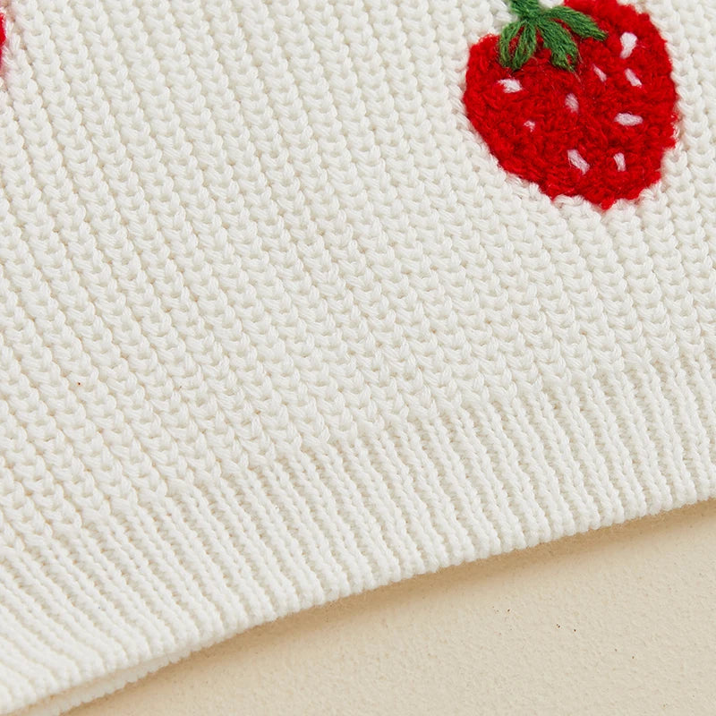 Strawberry Embroidered Long Sleeve Sweater